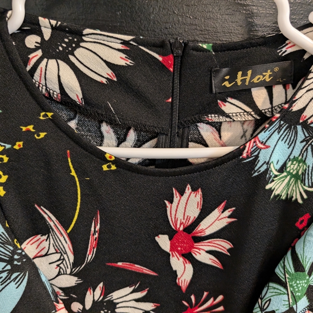 Ihot dress black flowers - Picture 5 of 16